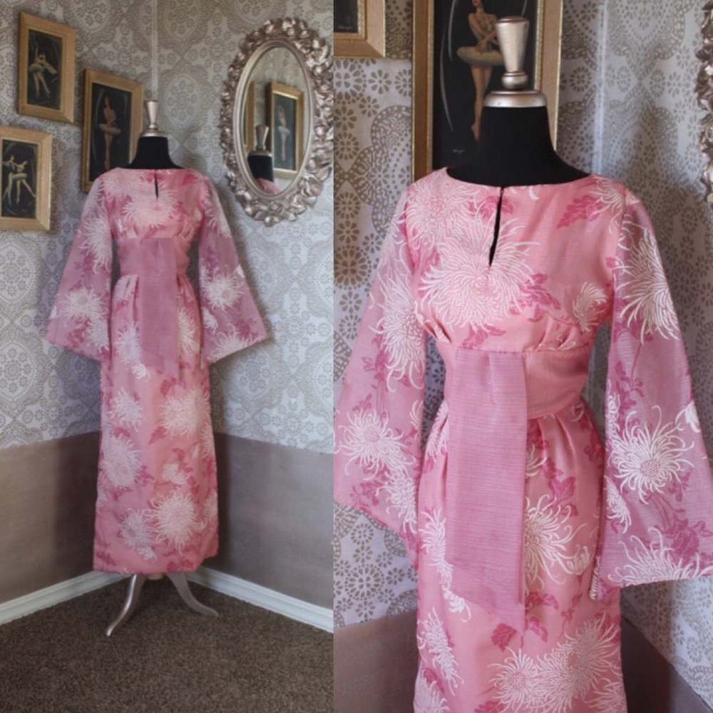 1970s Alfred Shahenn pink dress